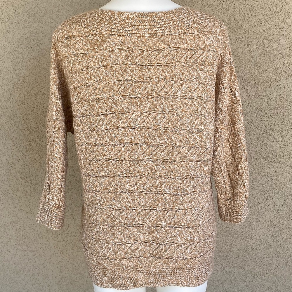 Tan Boat Neckline Boho Knit Pullover Sweater - Picture 3 of 3